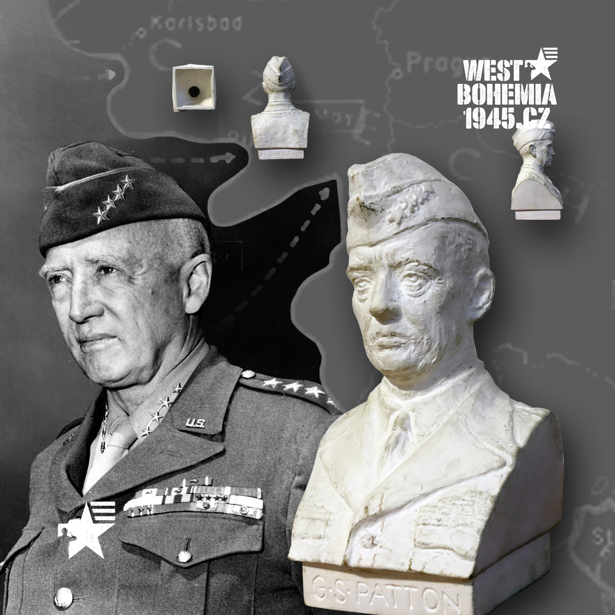 IR5001 WWII US ARMY PORCELAIN BUST OF GENERAL G. S. PATTON SCULPTOR LYUBA DURDAK PRUSAK 1990