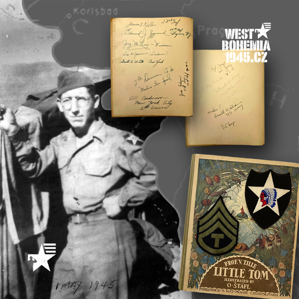 IR8006 WWII US 2ND INF DIV BOOK LITTLE TOM WITH SIGNATURES OF MEN CO M 23D INFANTRY PFC GERALD WHITE CZECHOSLOVAKIA PILSEN MAY 1945